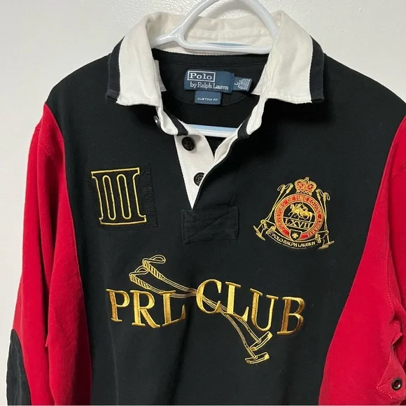 POLO RALPH LAUREN BIG LOGO SWEATSHIRT VINTAGE CREST EMBROIDERED COLLAR SWEATER - Picture 2 of 11